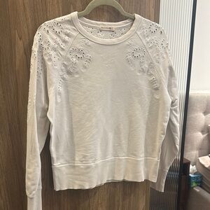 Chic White Eyelet Women's Sweatshirt